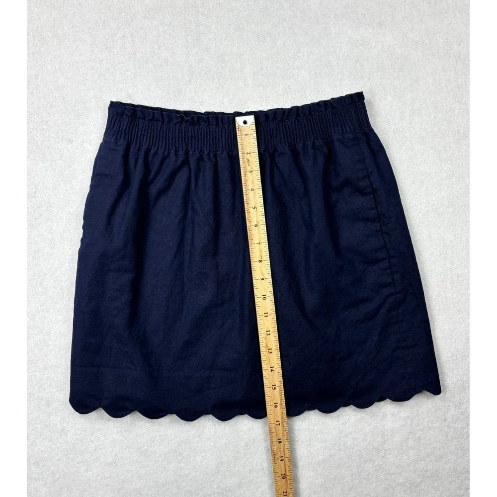 J.Crew Navy‎ Blue Scalloped Hem Linen Blend Mini Skirt H5397 Size 4